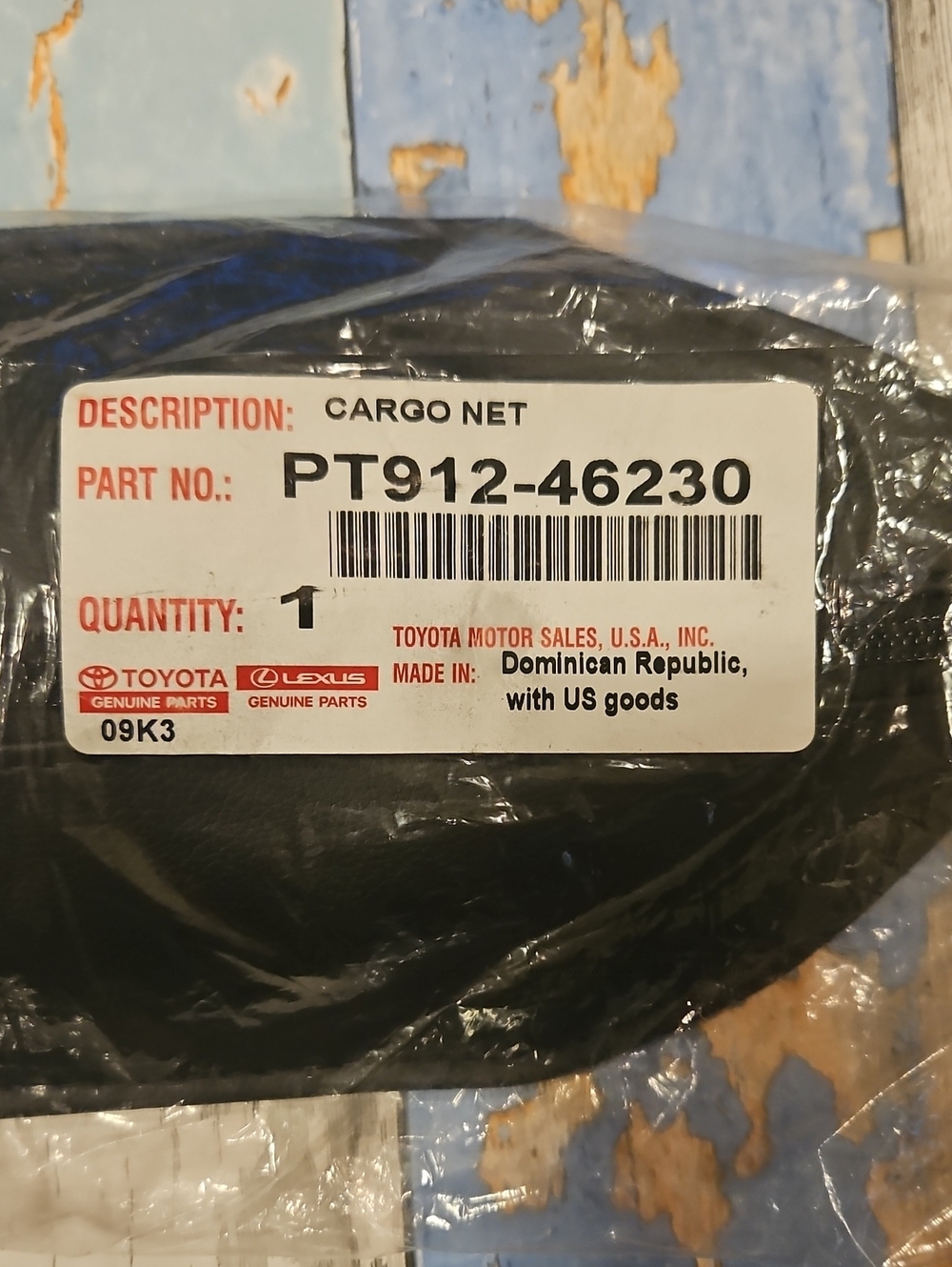 Toyota/Lexus Black Cargo Net โ Genuine Accessory PT912-46230 / Genuine PT 09K3